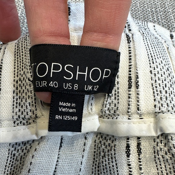 Coastal Striped Linen‎ Blend Paperbag Mini Skirt size 8 Euro Summer Festivals - Picture 2 of 7